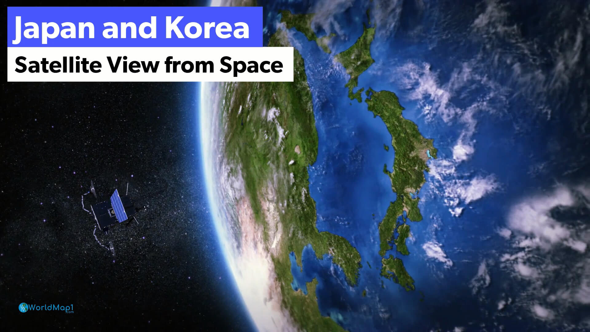 Japan and Korea Satellite View from Space